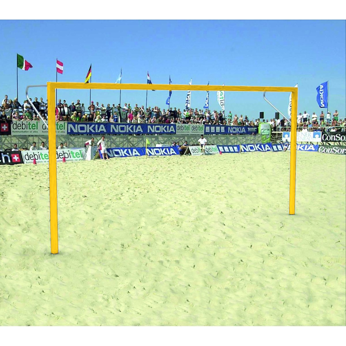 Beach-Soccer-Tor, 5,5 x 2,2 m, in Hülsen, gelb – Produktfoto