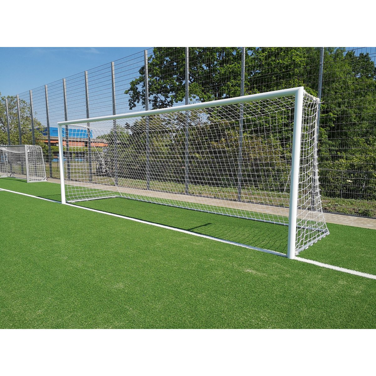 Netze f. Fußball- u.Trainingstore 7,32 x 2,44 m, Tiefe oben 0,80 - unten 1,50m,    3 mm  grün – Produktfoto 3